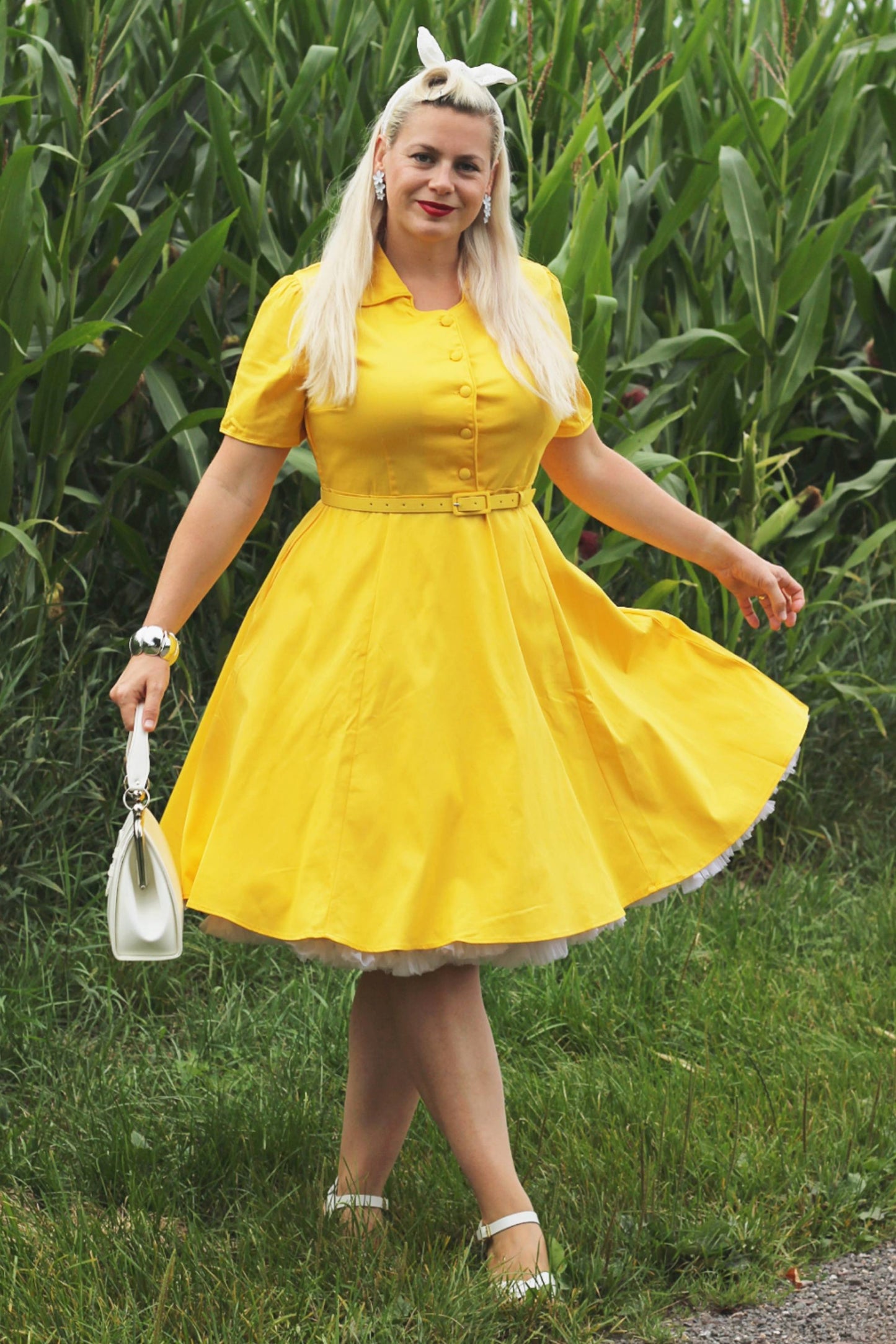 Penelope Vintage Yellow Shirt Dress