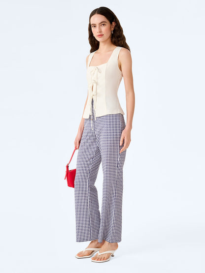 Elodie Trouser in Navy/Cream Gingham
