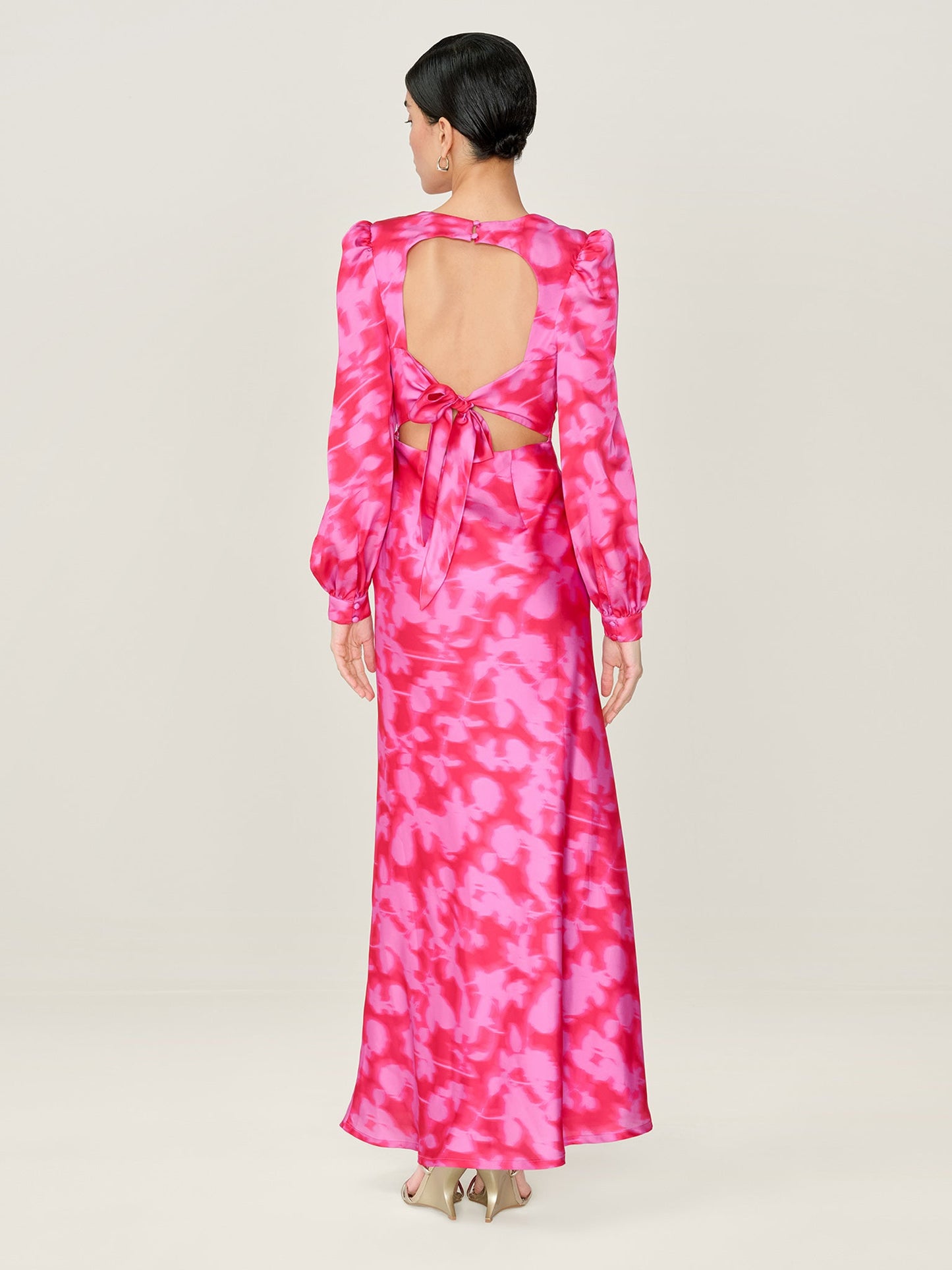 Francoise Dress in Magenta Blurred Floral
