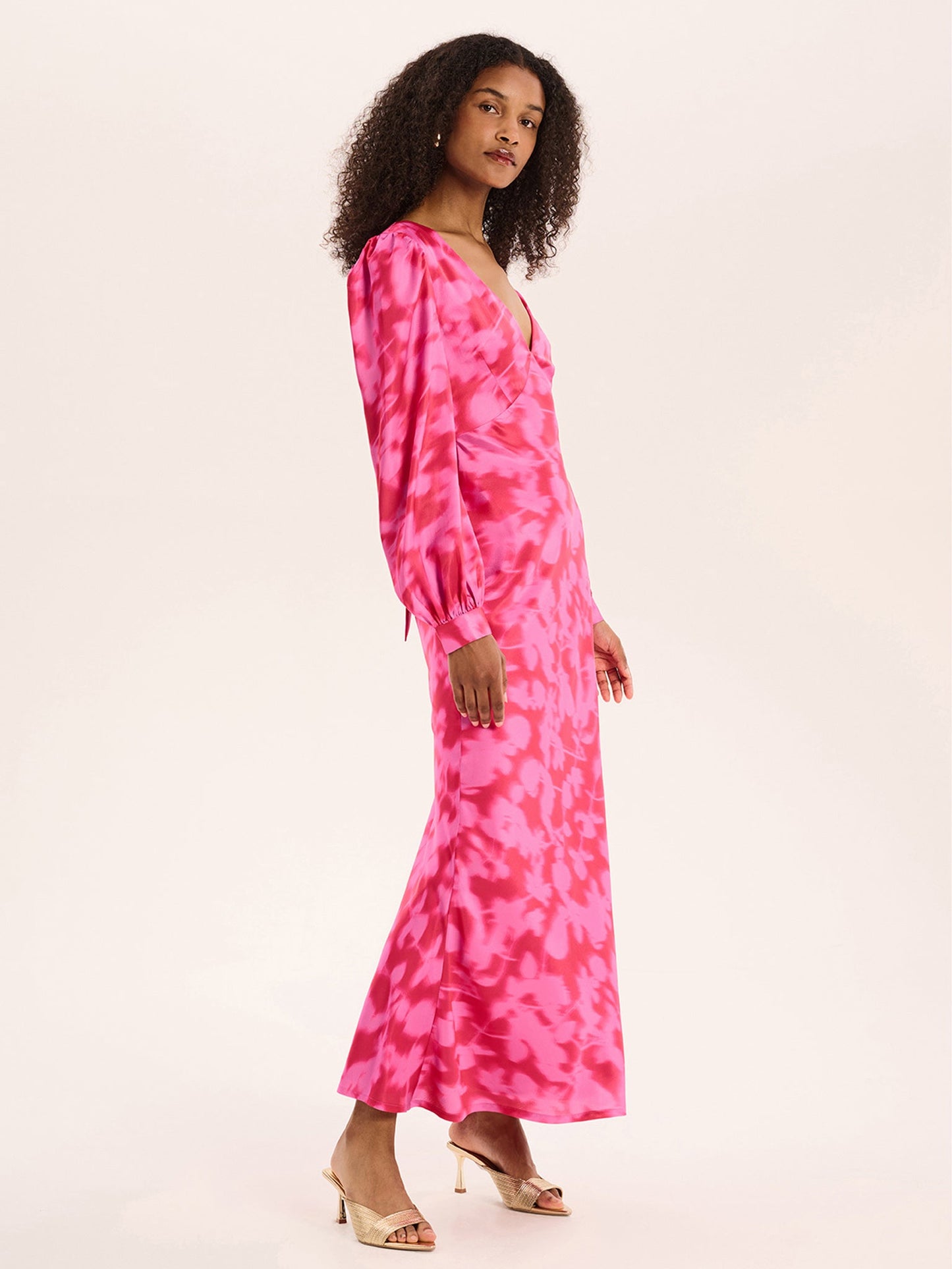 Francoise Dress in Magenta Blurred Floral