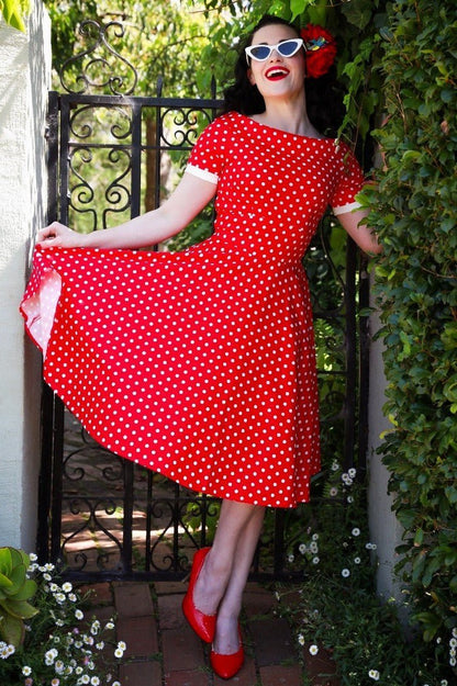 Darlene Full Circle Red Polka Dot Swing Dress