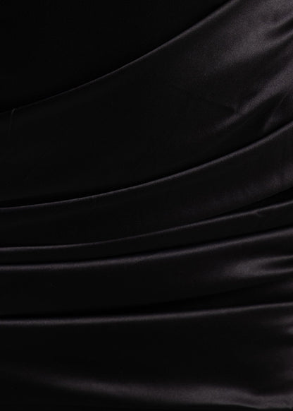 Hold The Moment Cowl Satin Mini Dress - Black