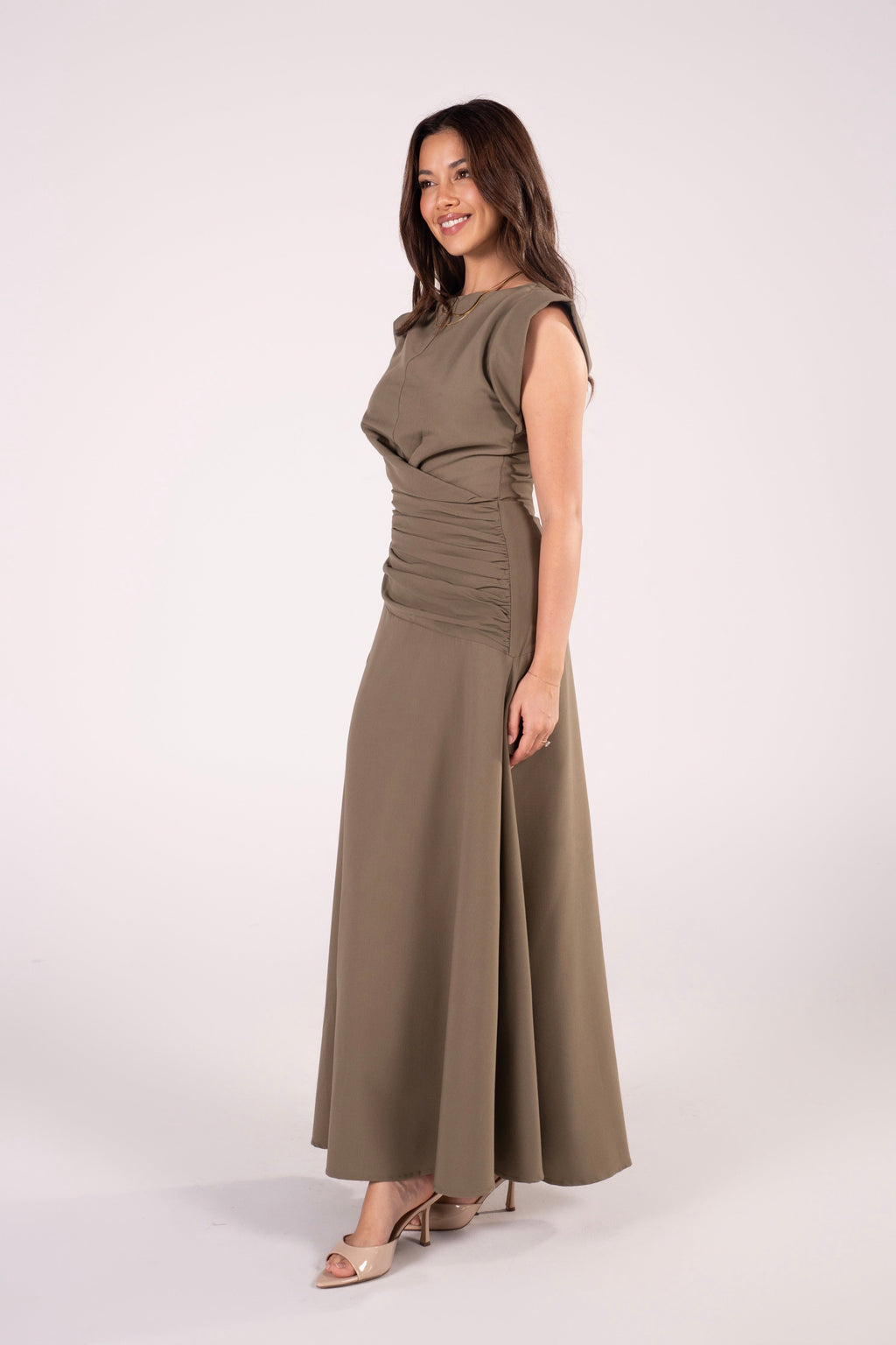 Hollis Olive Green Wrap Style Maxi Dress