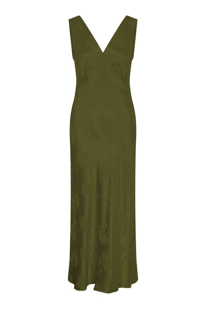 Iris Jacquard Dress in Pear Green