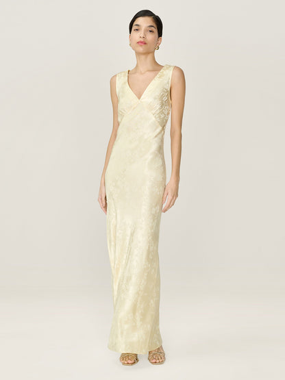 Iris Jacquard Dress in Double Cream