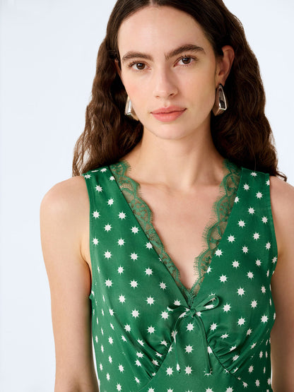 Jennifer Dress in Green Starburst Print