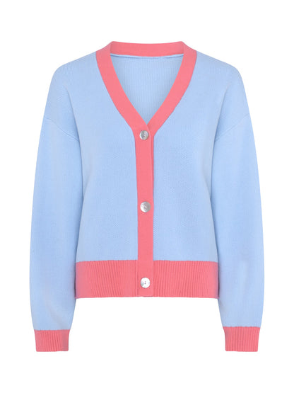 Kayla Knit Cardigan in Blue and Pink
