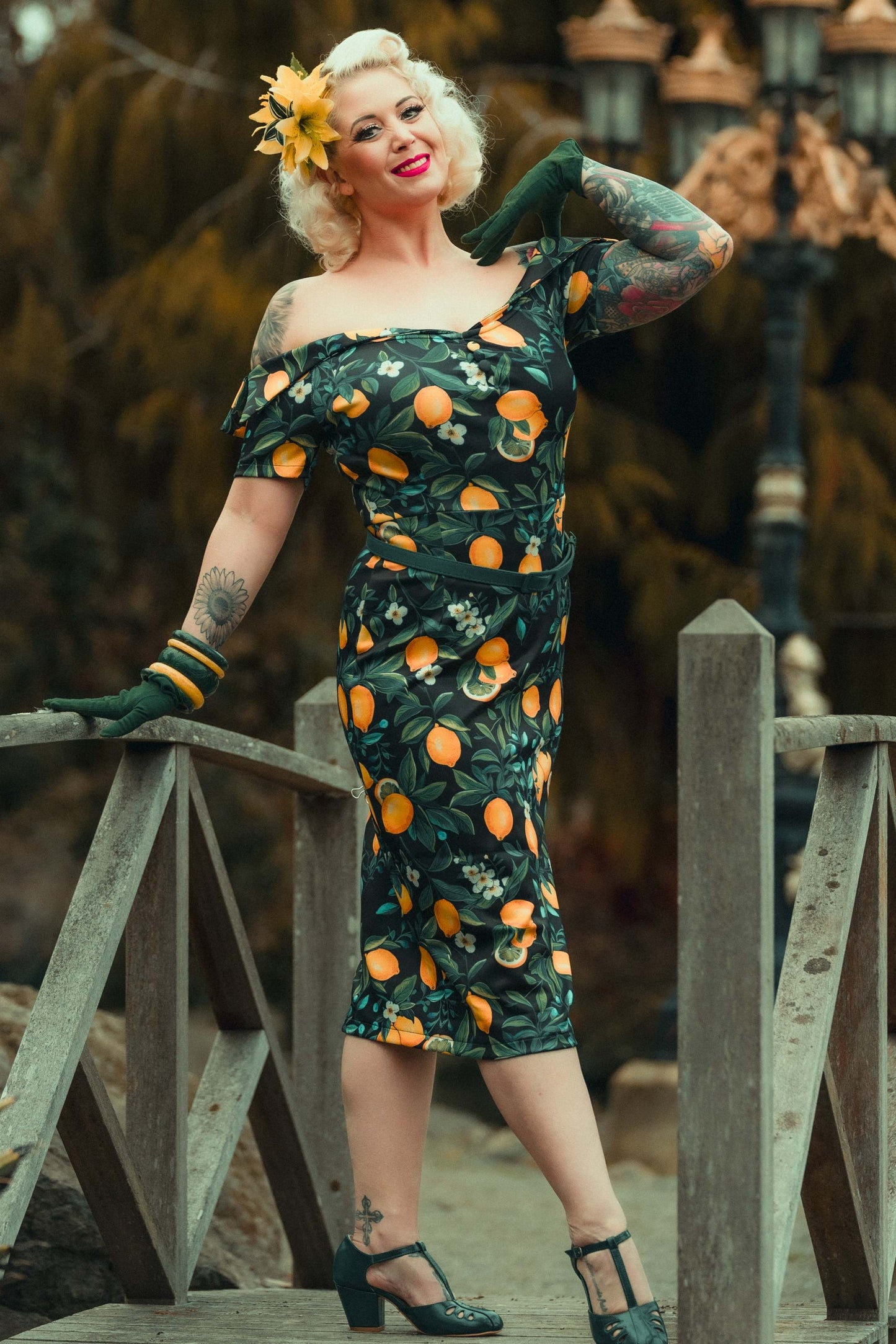 Monroe Black Lemon Pencil Dress