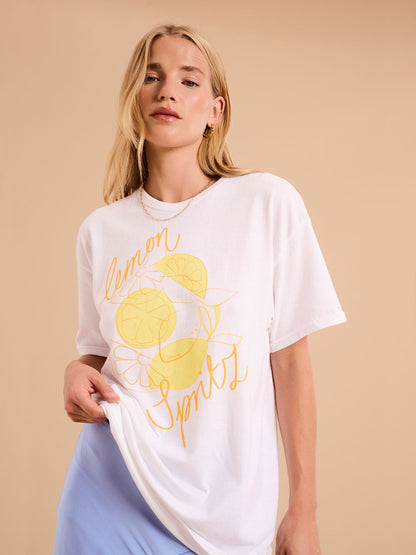 Lemon Spritz Print Boyfriend T-Shirt