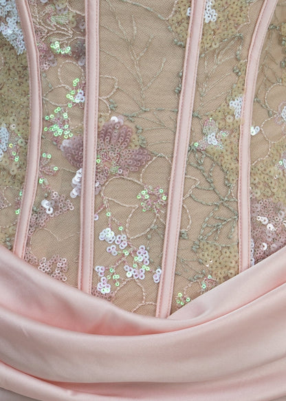 Love Blossoms Embellished Corset Gown -  Pink