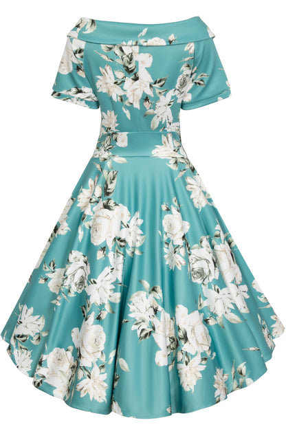 Darlene Mint Floral Flared Dress
