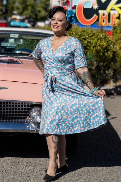 Matilda Hot Air Balloon Wrap Dress In Blue