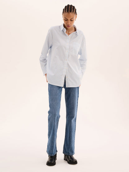 Nala Stripe Tie Back Shirt in Light Blue Stripe