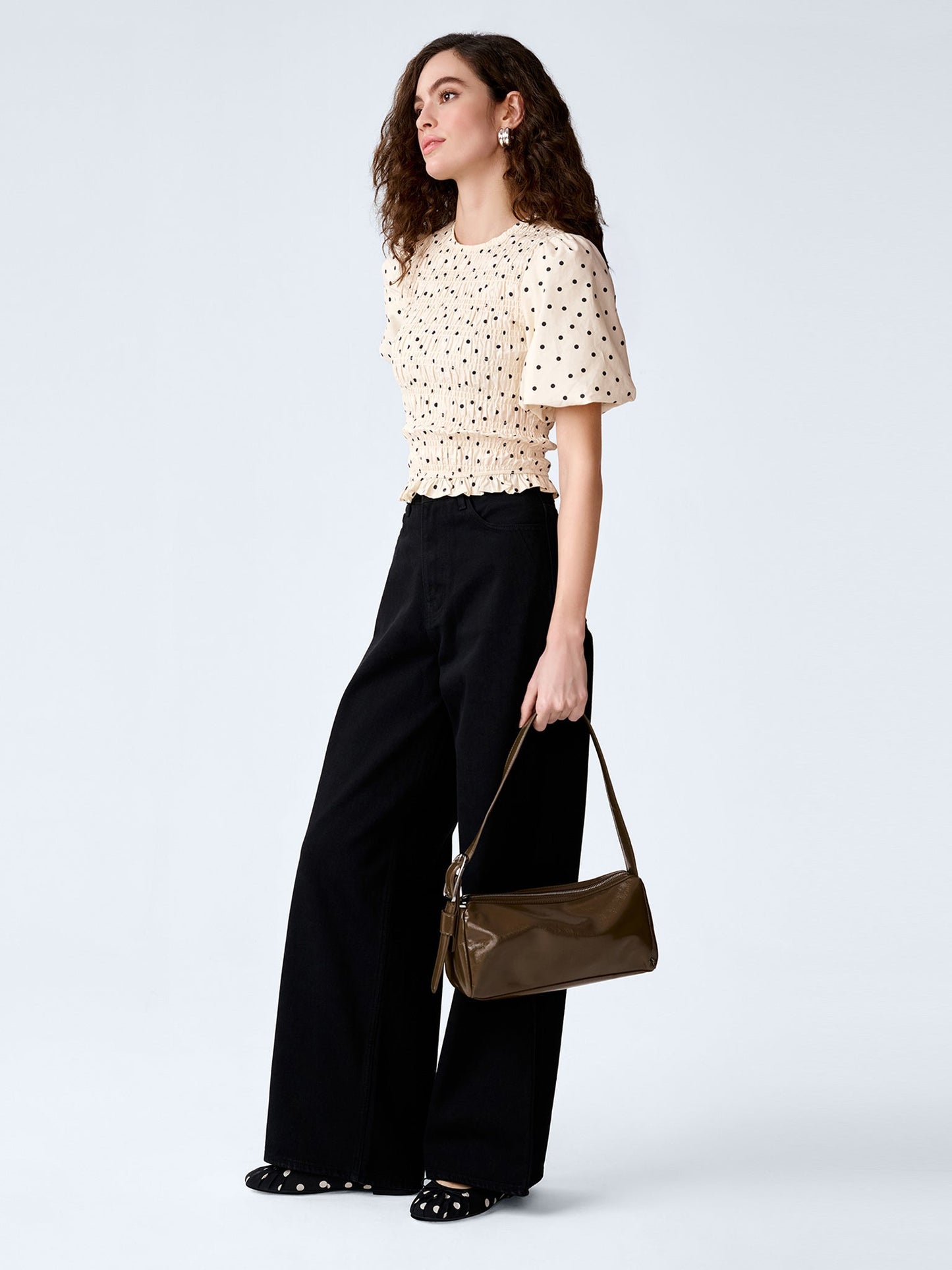 Nicolla Top in White Polka Dot