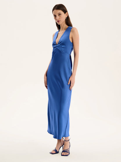 Nova Tie Back Dress in Cobalt