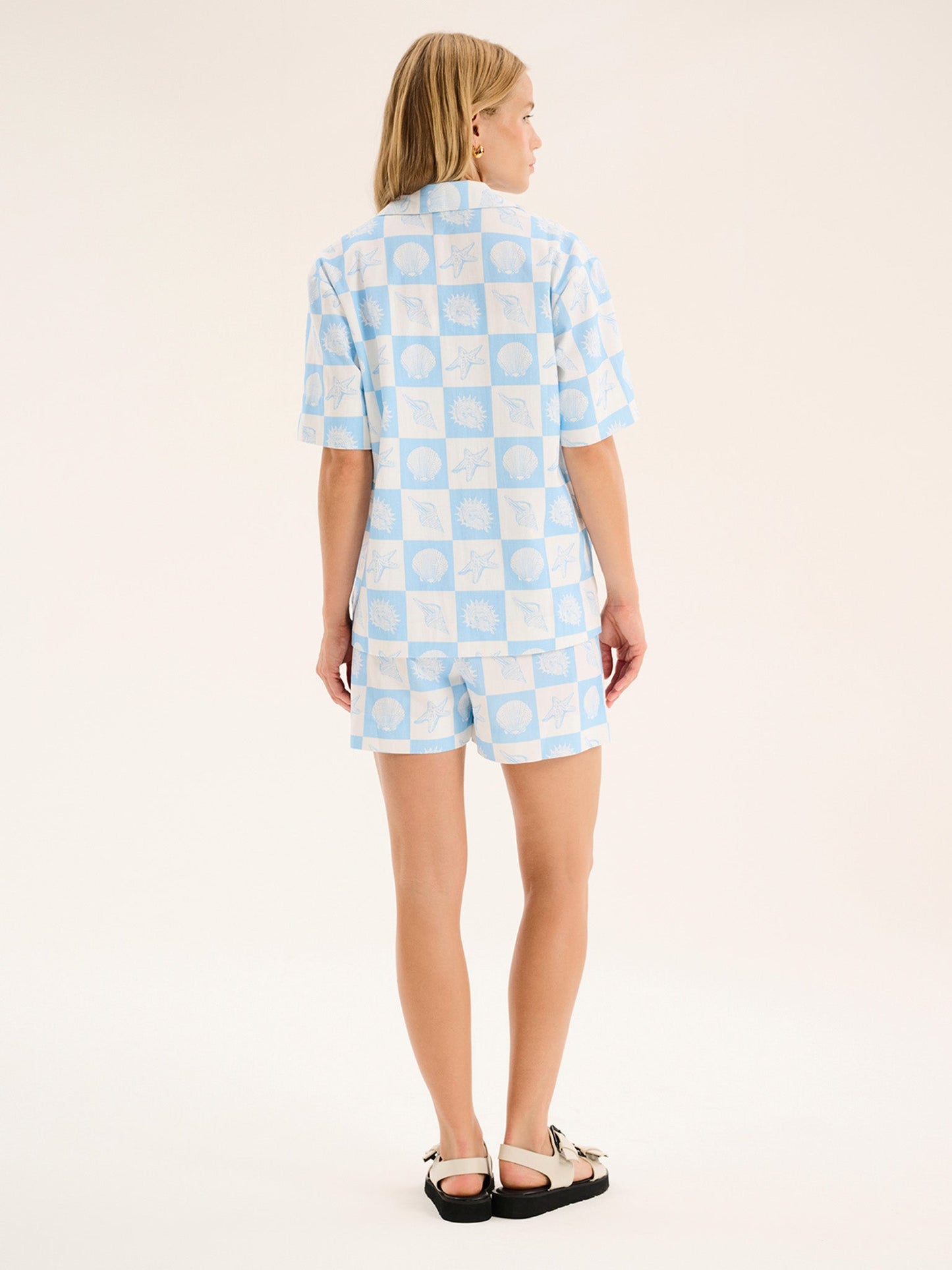 Canaria Short in Shell Checkerboard Print
