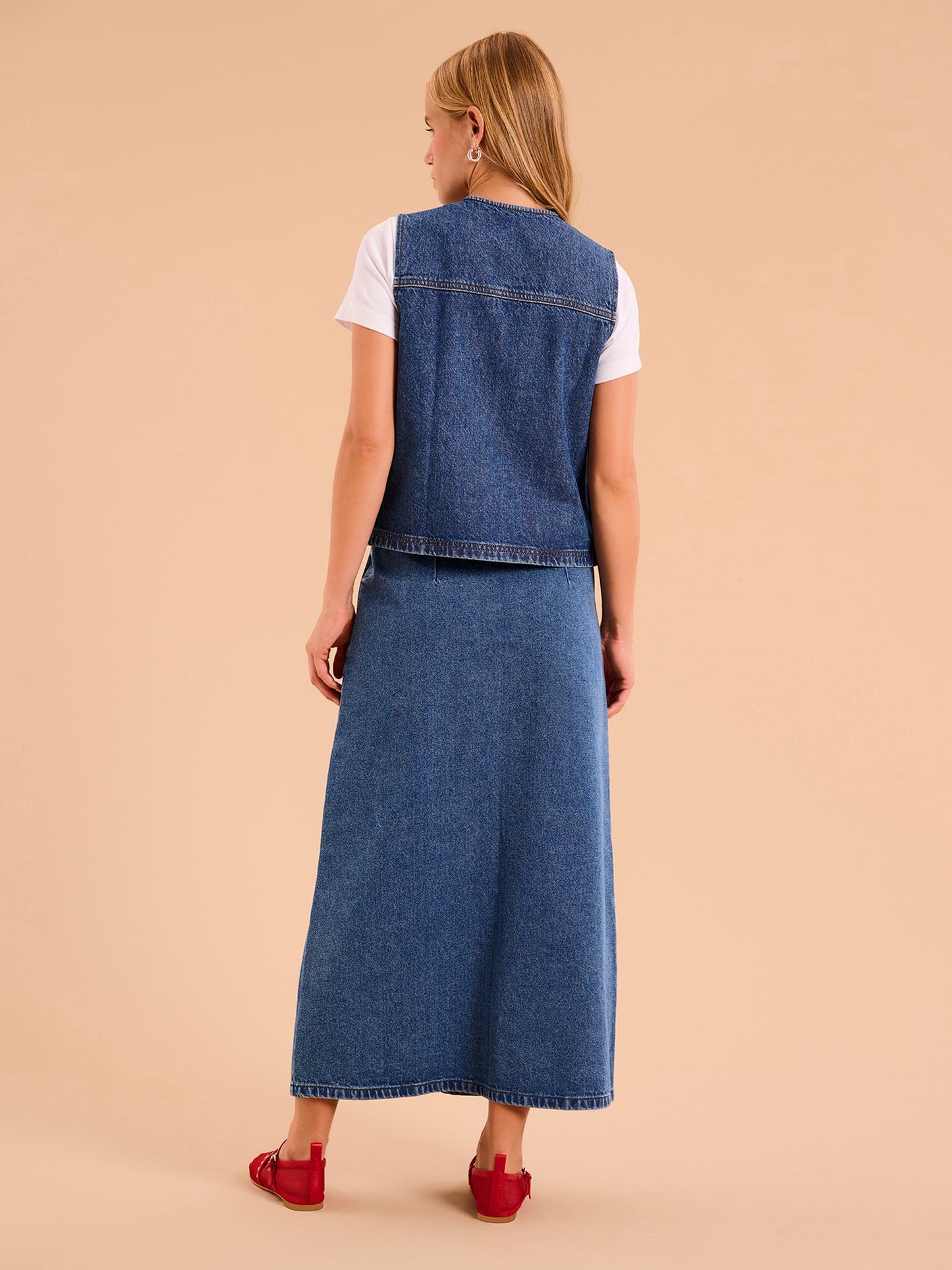 Olive Denim Skirt