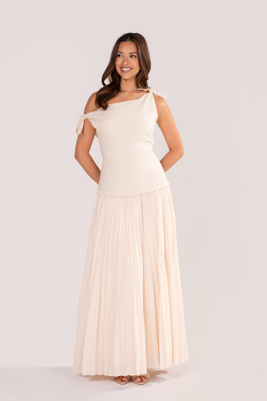 Ophelia Drop Shoulder Pleated Maxi Dress