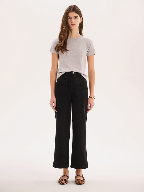 Orielle Cropped Cord Trouser in Black