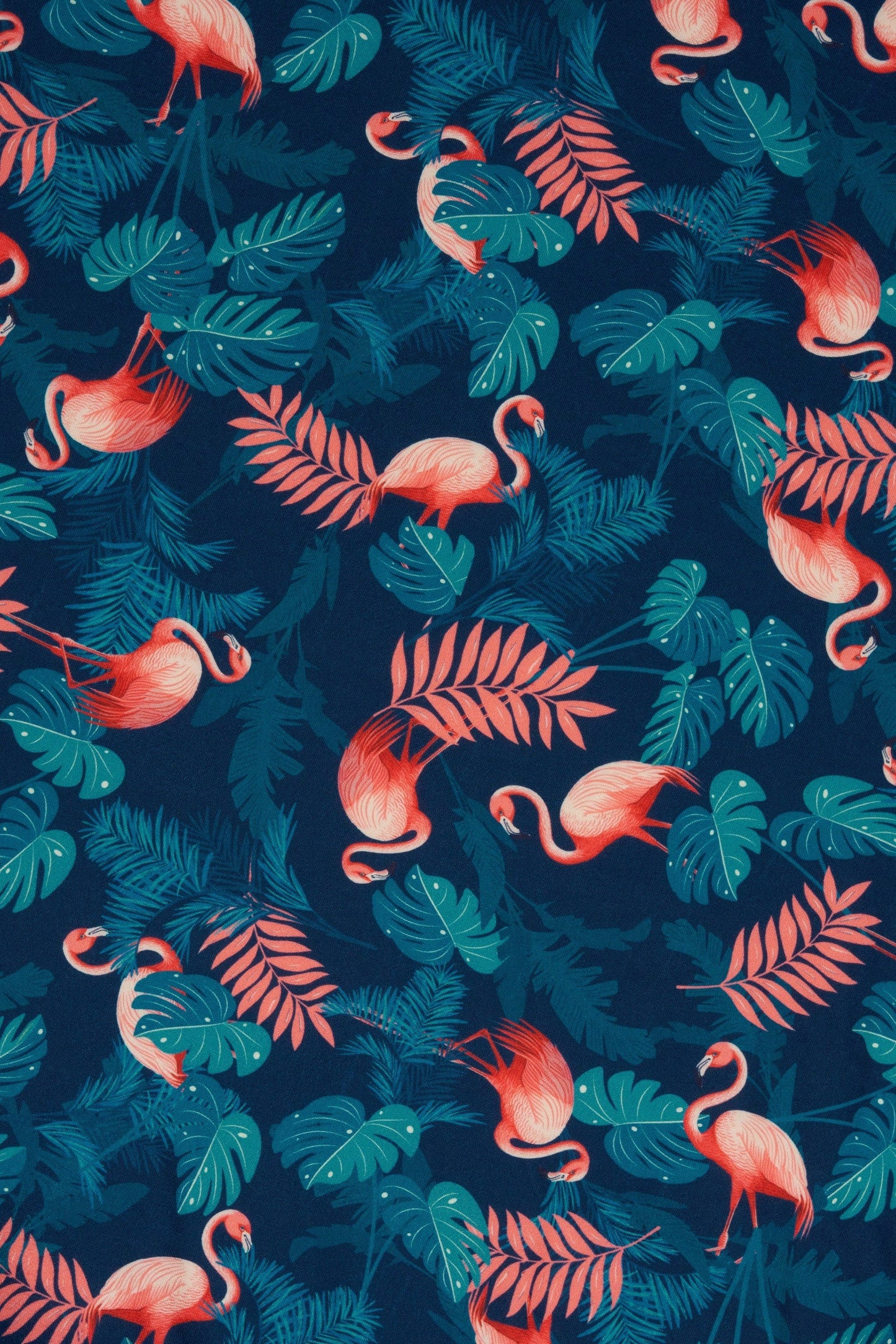 Janice Sleeved Tea Dress In Blue Flamingo & Leaves Print