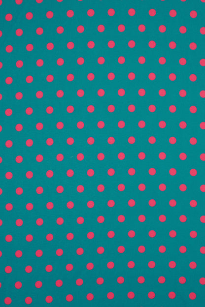 Matilda Peacock Blue & Pink Polka Dot Wrap Dress