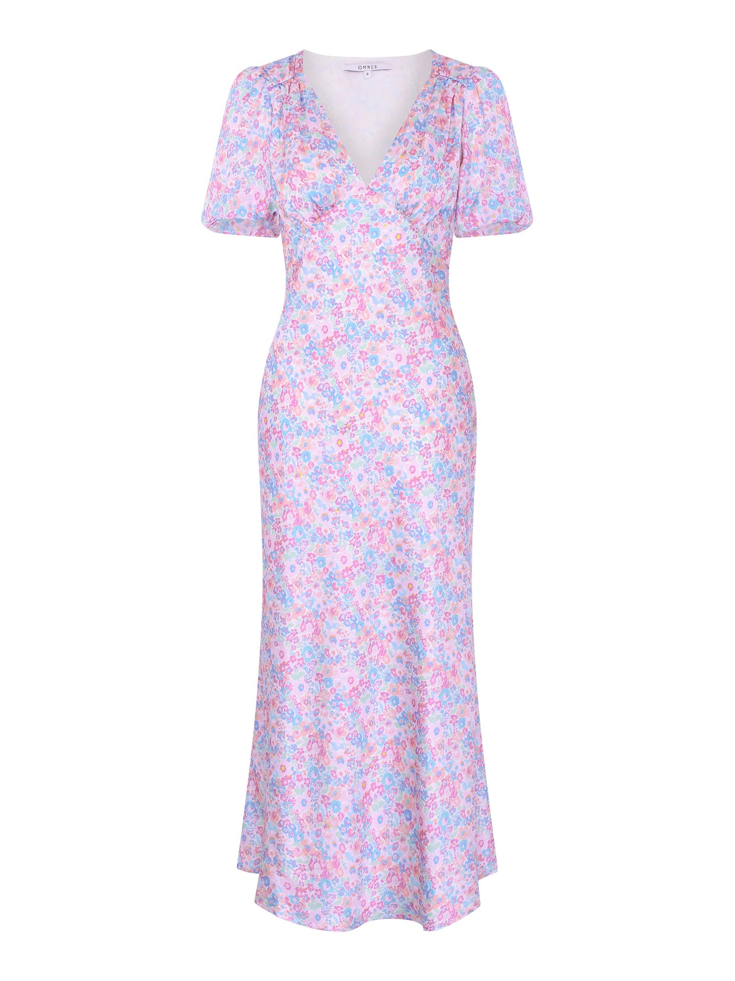 Rosie Ruched Puff Sleeve Dress in Sketched Floral Print