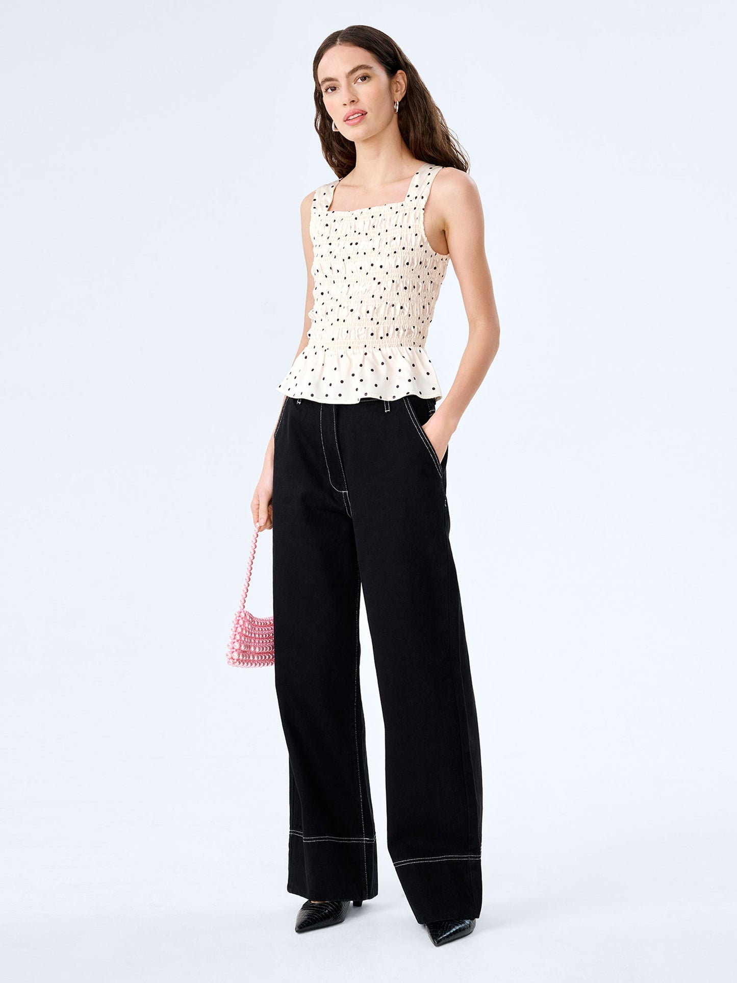Rain Top in White Polka Dot