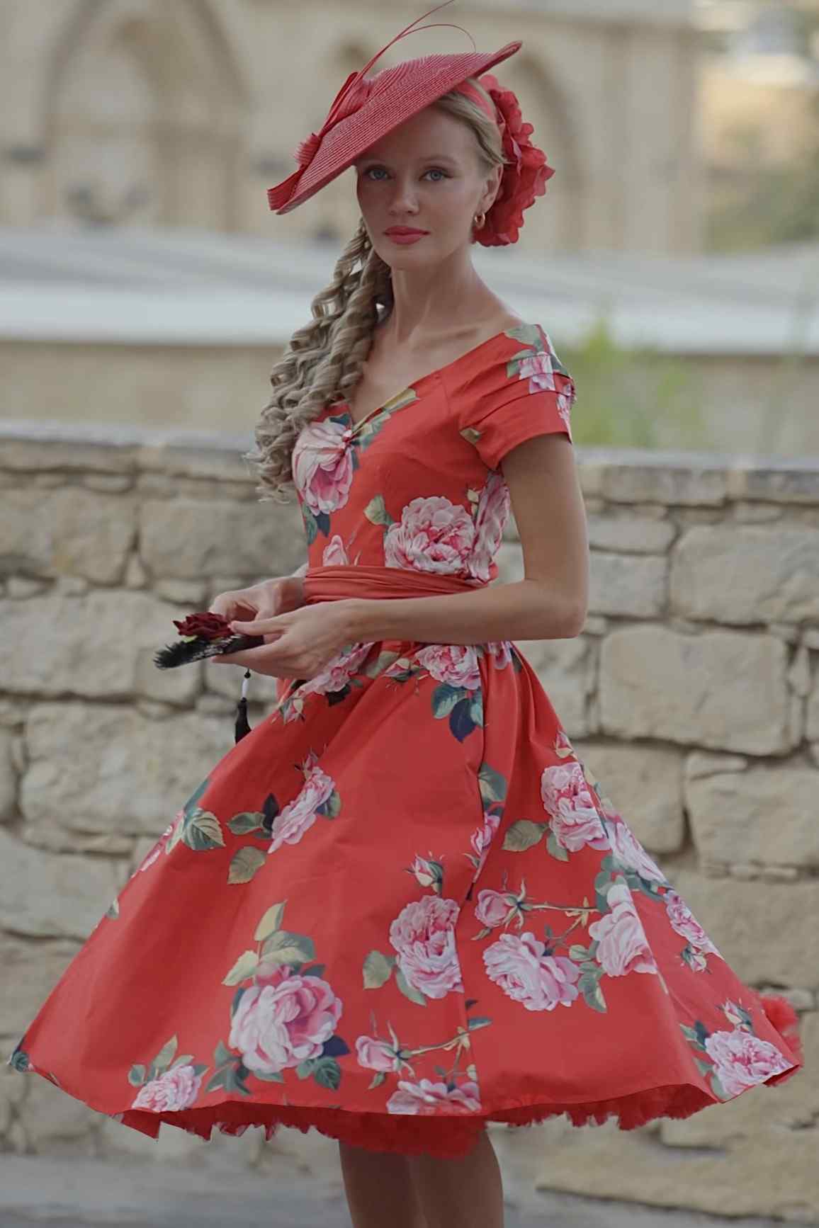 Lily Red Rose Off Shoulder Midi Dress