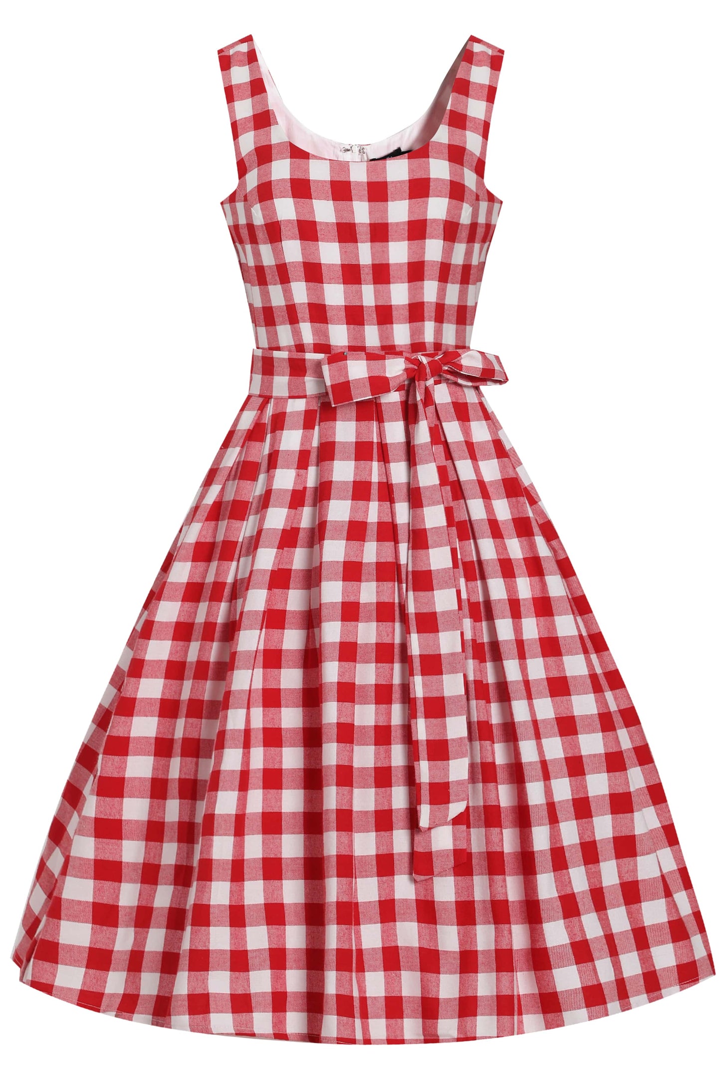 Amanda Retro Red Gingham Fit and Flared Dress
