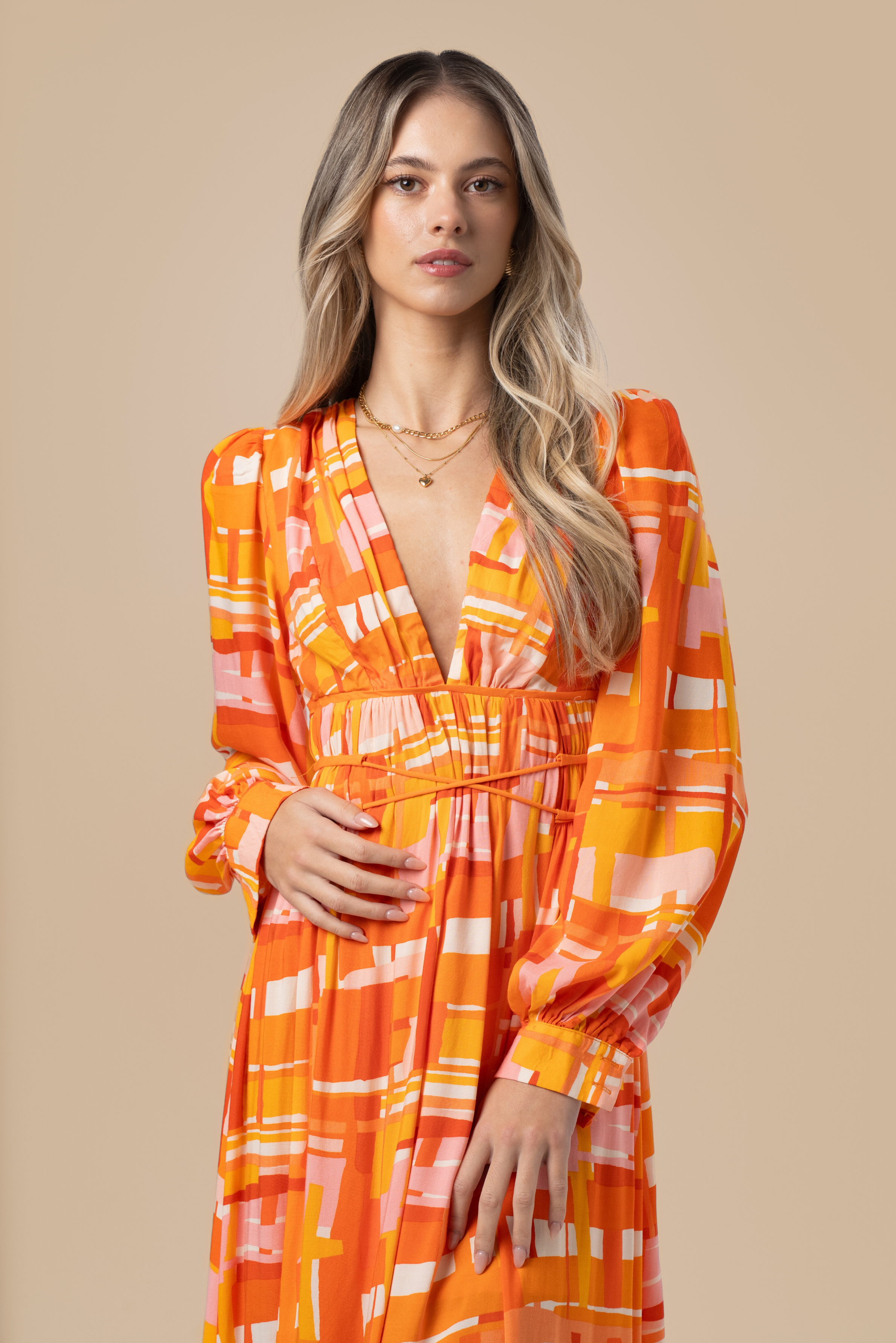 Saffron Orange Long Sleeve Maxi