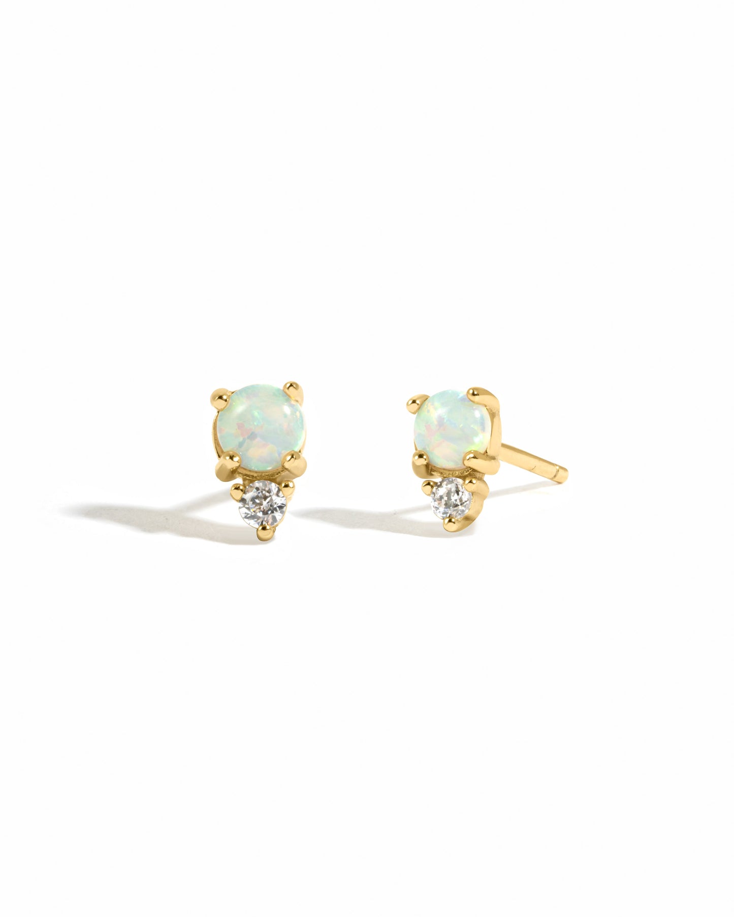 Opal & CZ Stud Earrings