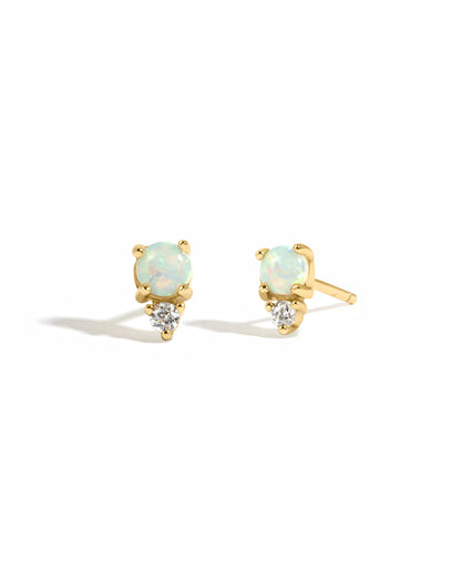 Opal & CZ Stud Earrings