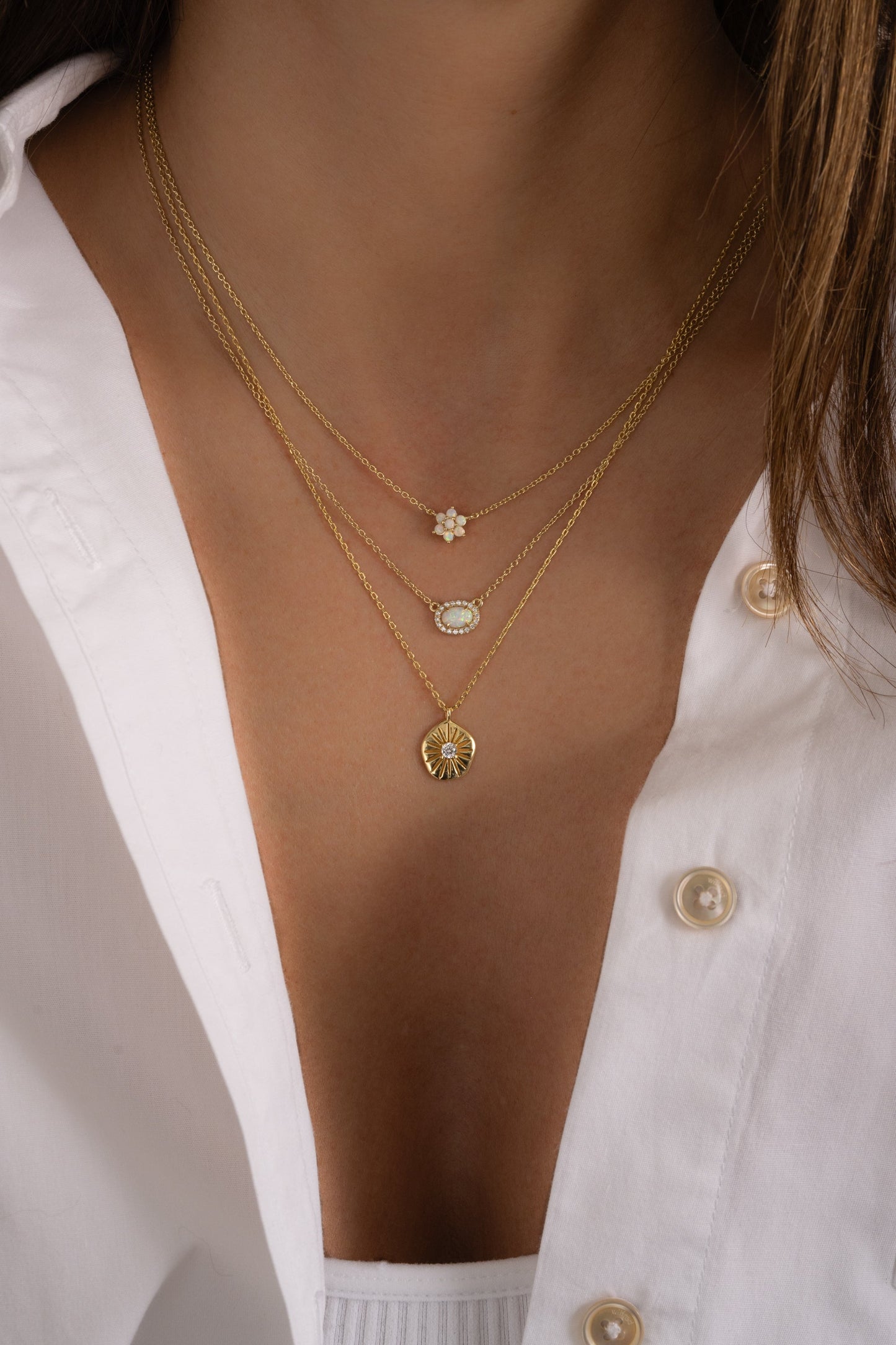 Opal Halo Necklace