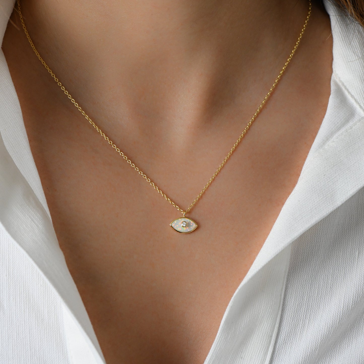 Opal Evil Eye Necklace