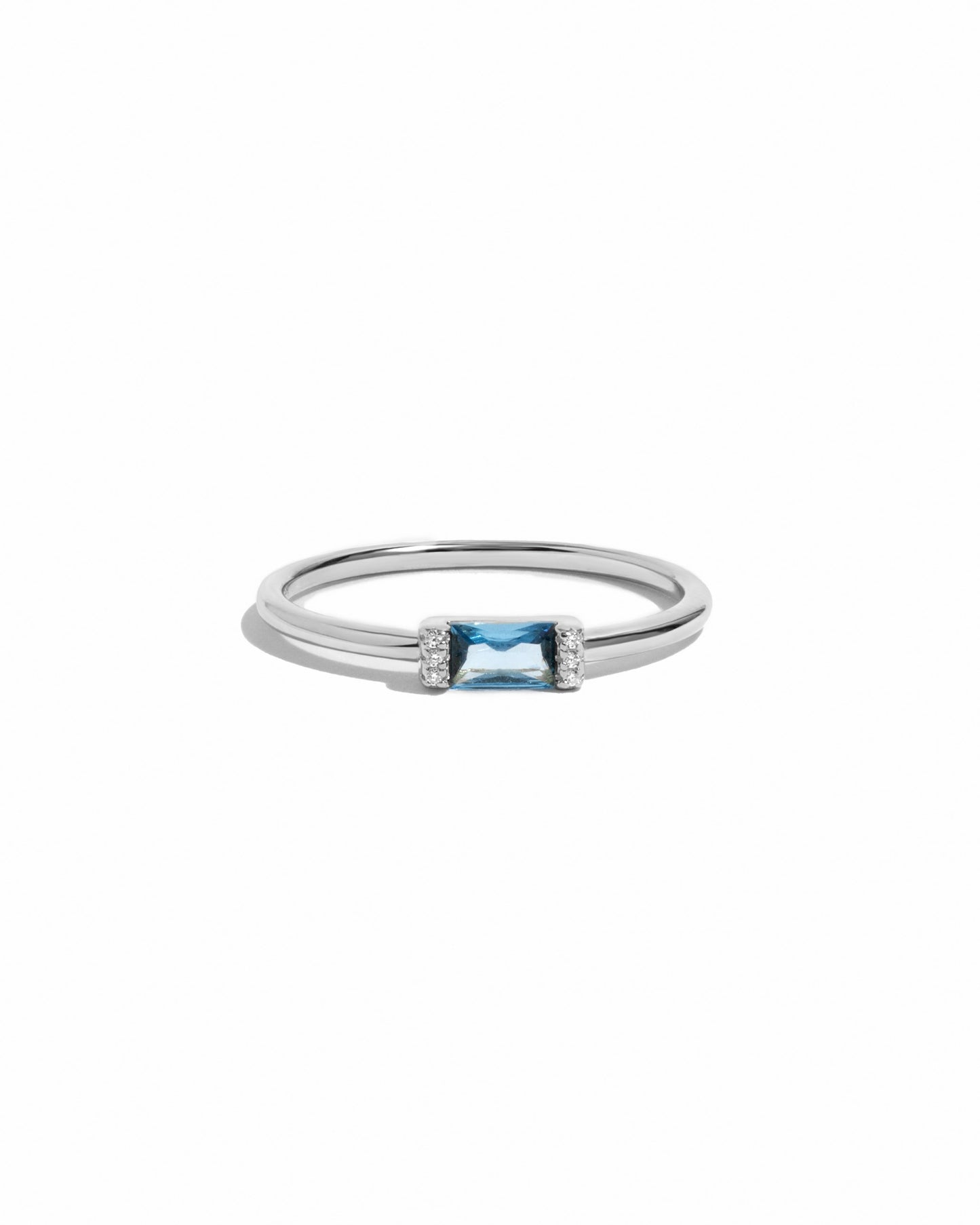 Aquamarine Simple Baguette Ring