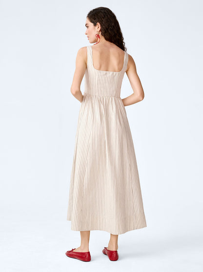 Suri Dress in Cream and Black Stripe