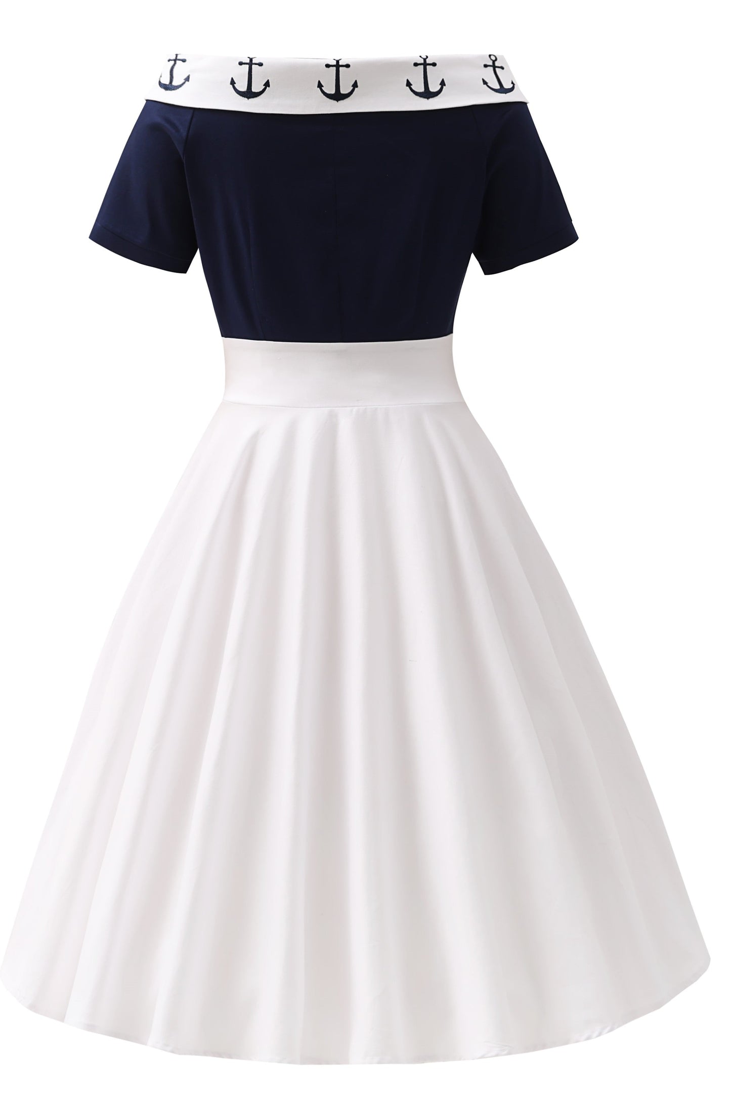 Darlene Nautical Anchor Embroidered Dress In White