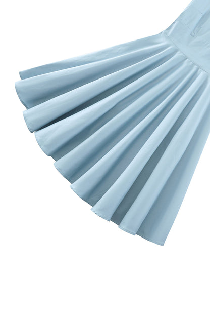 Darlene Roll Collar Circle Dress In Light Blue