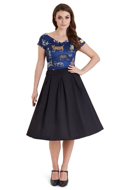 Lilian Off Shoulder Blue Cat Top