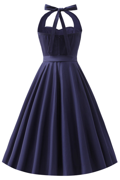 Daisy Navy Halter Dress