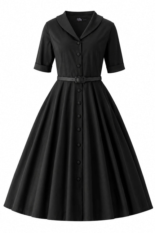 Mollie Black Full Circle Shirt Dress