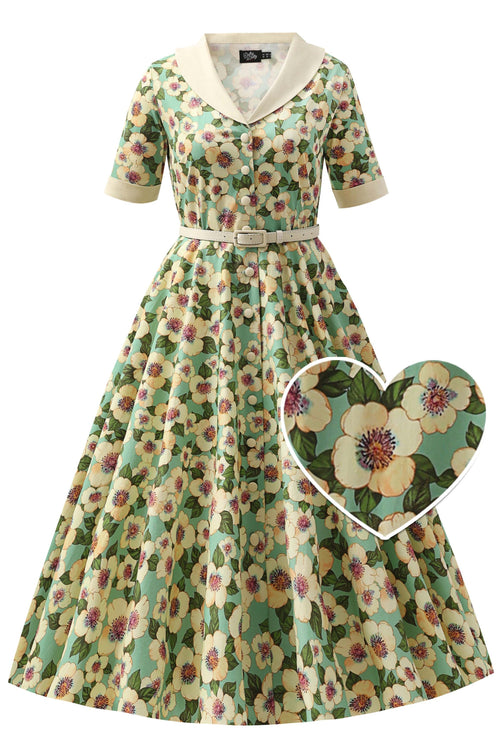 Mollie Teal Blossom Full Circle Shirt Dress