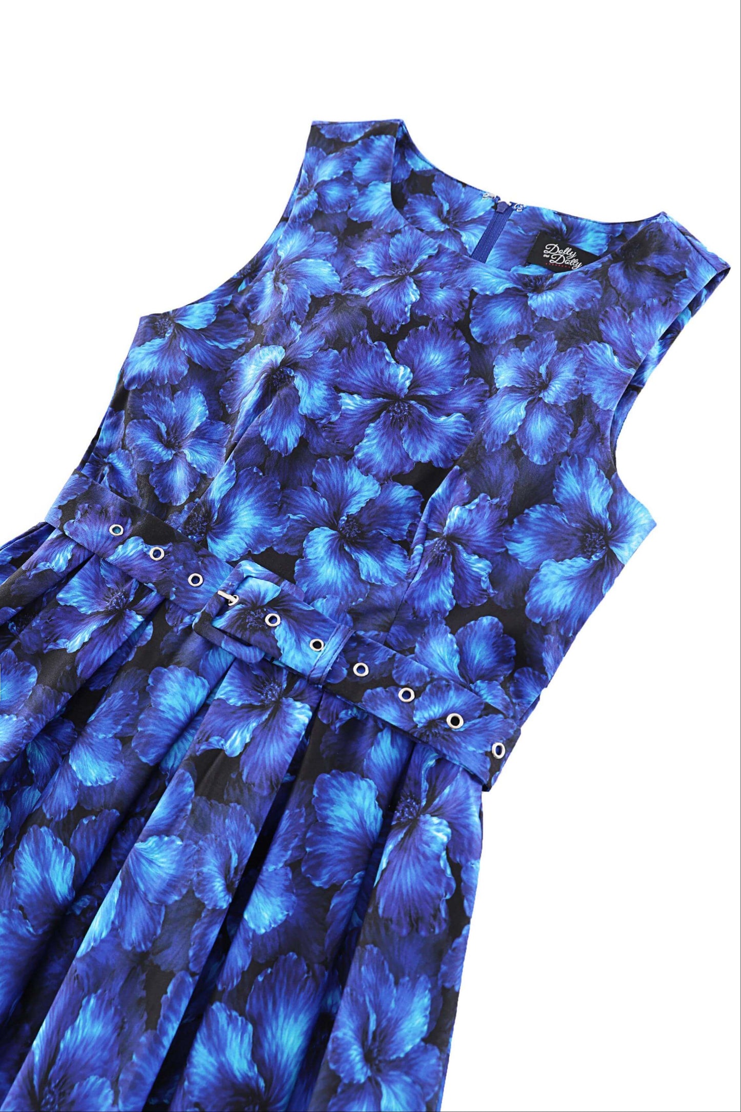 Helen Blue Floral Cotton Midi Dress