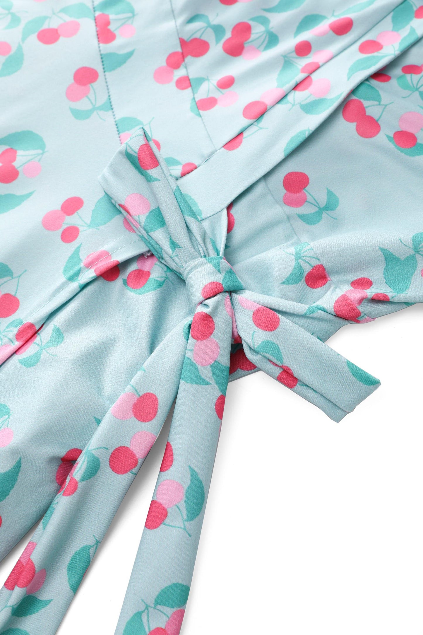 Matilda Baby Blue Cherry Wrap Dress