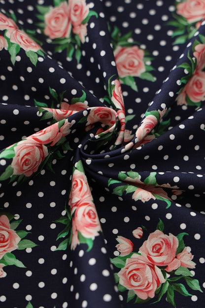 Ophelia Dark Blue Rose Midi Dress