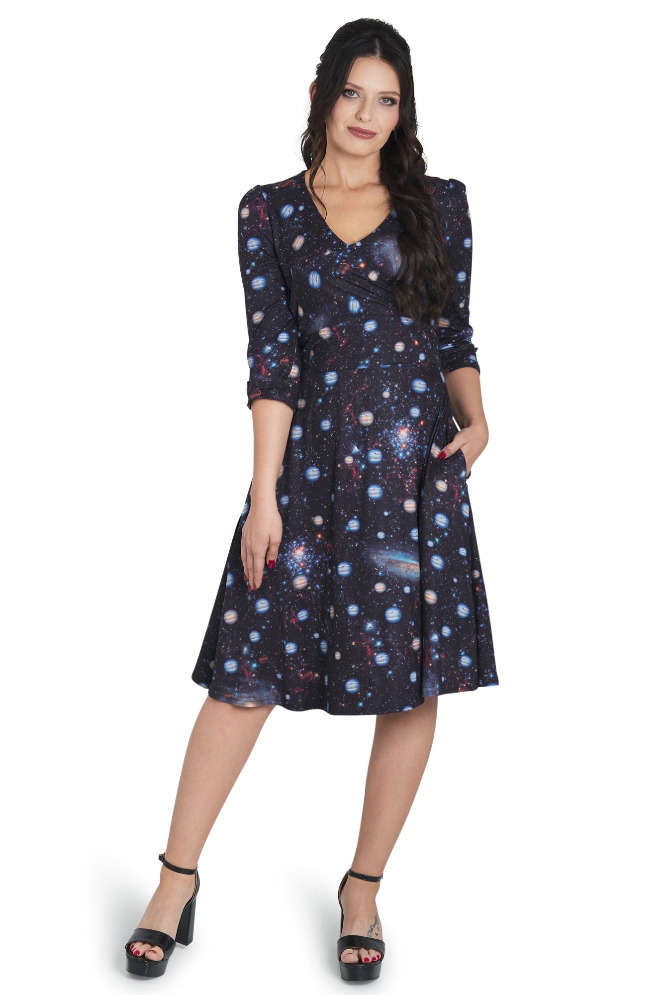 Katherine Black Space Long Sleeved Dress