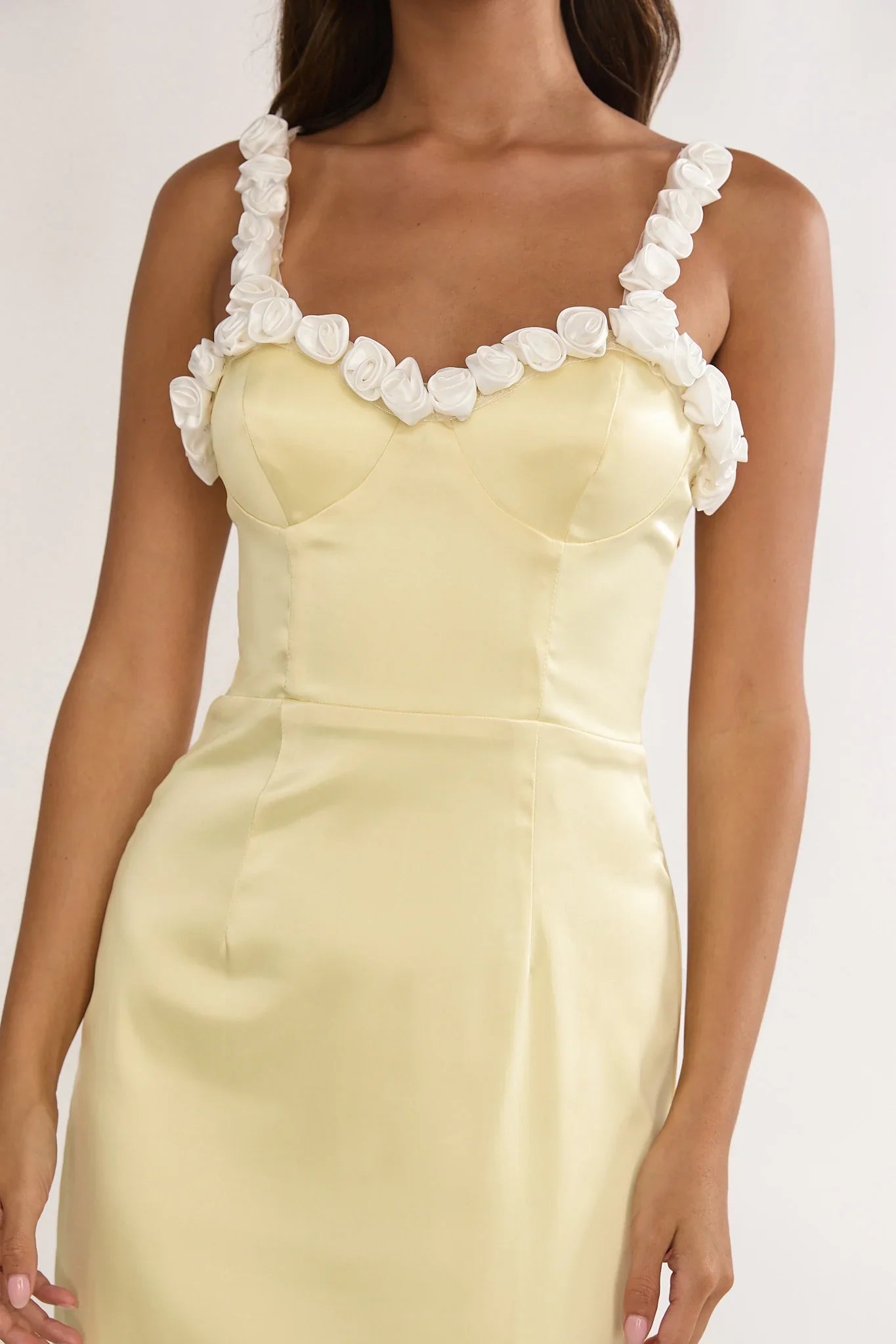 Delyse Rosette Trim Maxi Dress Yellow
