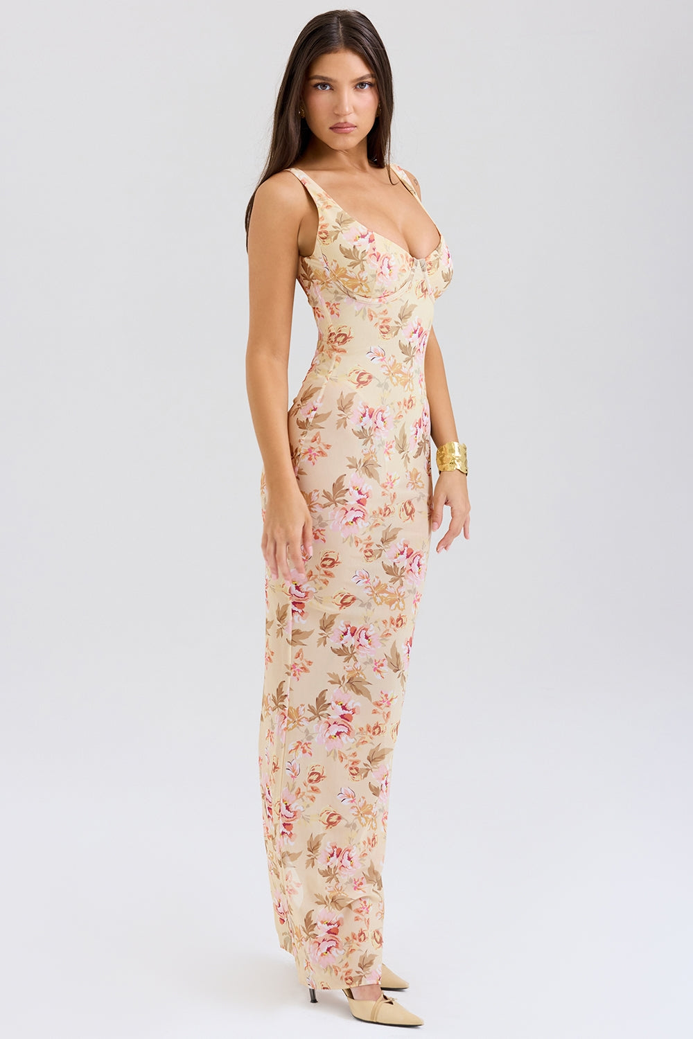 honeyflower print maxi dress