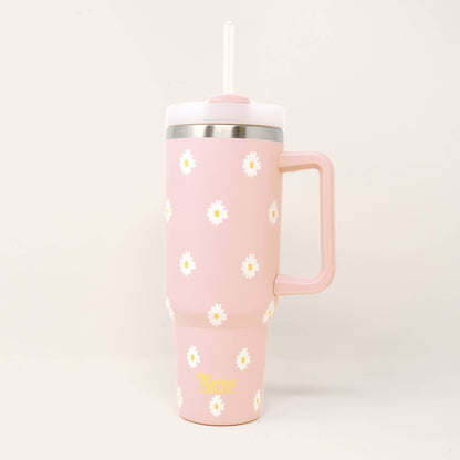 40oz Take Me Everywhere Tumbler - Dancing Daisy Pink