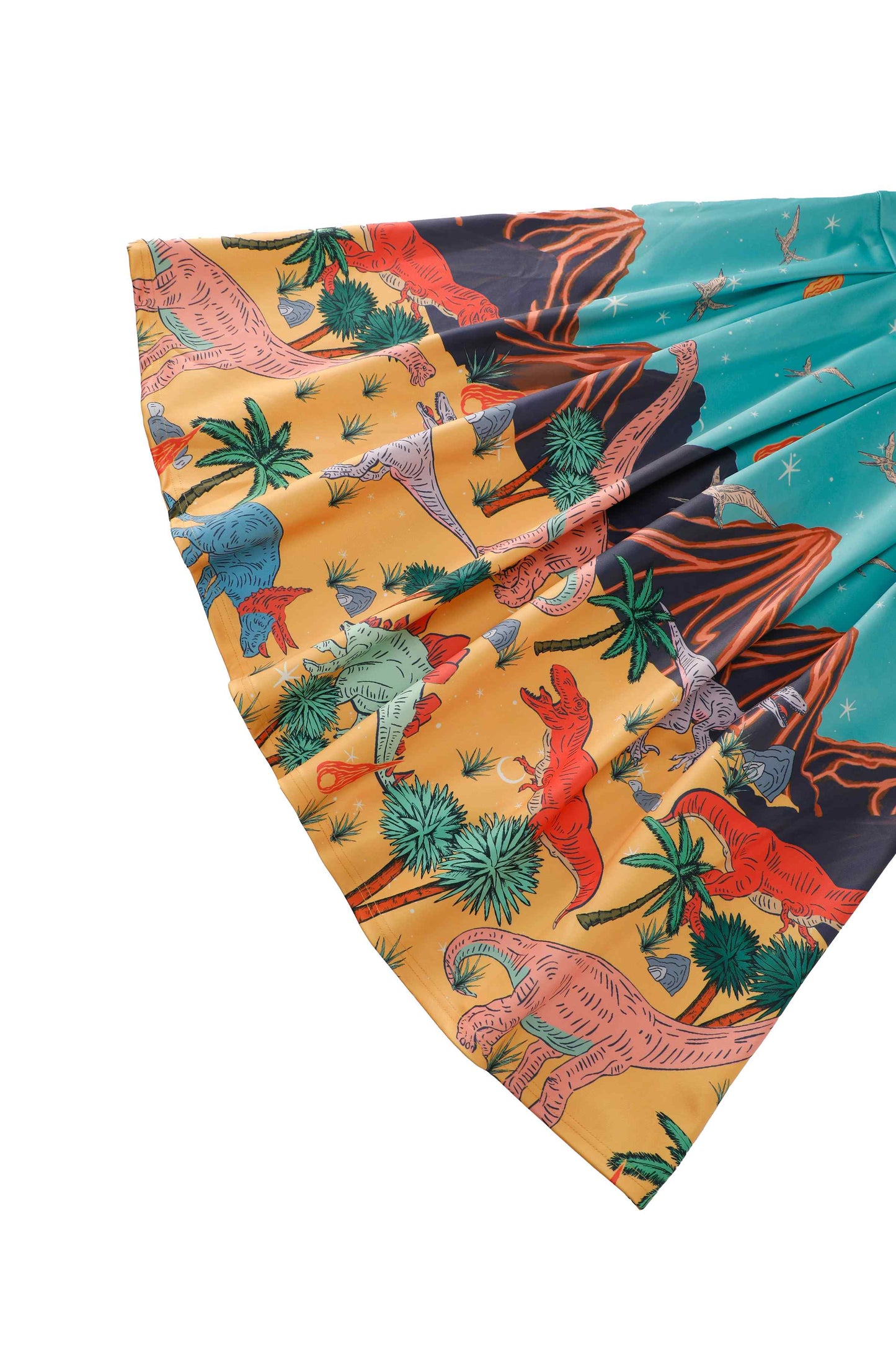 Aisley Dinosaur Extinction Pleated Midi Skirt